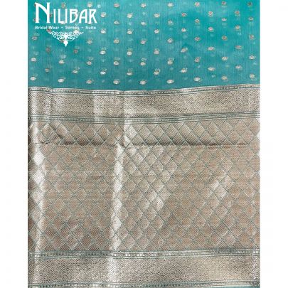Seafoam Green Organza Banarasi Dupatta.