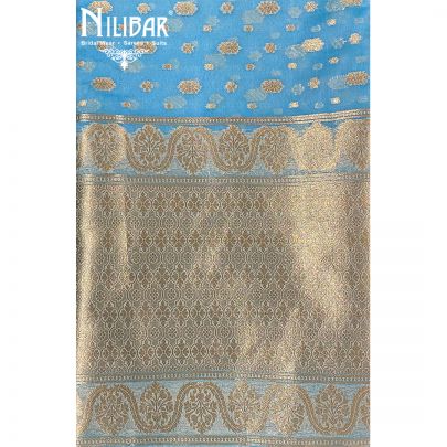 Sky Blue Organza Banarasi Dupatta.