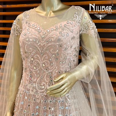 Crepe Pink Net Gown
