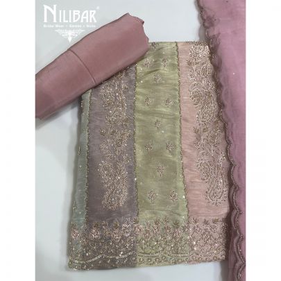 Mauve Pink Lamé Unstitched Suit