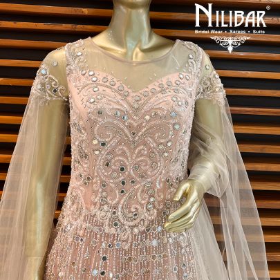 Crepe Pink Net Gown