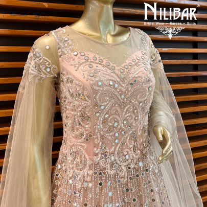 Crepe Pink Net Gown