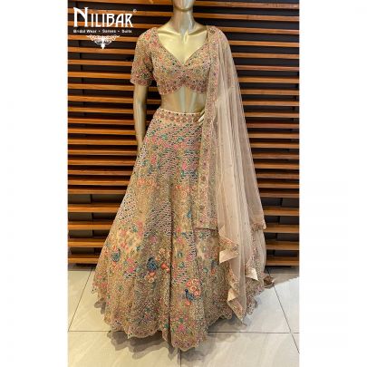 Golden Silk and Net Bridal Lehenga