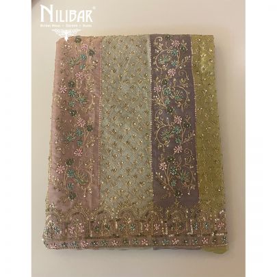 Purple and Multicolor Lamé Unstitched Suit  