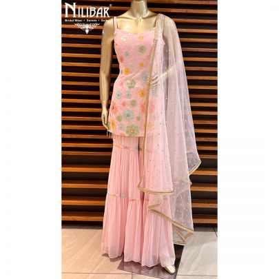 Blush Pink Georgette Sharara Suit