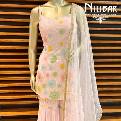 Blush Pink Georgette Sharara Suit