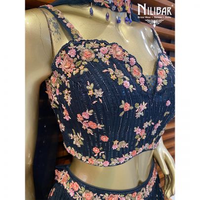 Midnight Blue Georgette Casual Lehenga