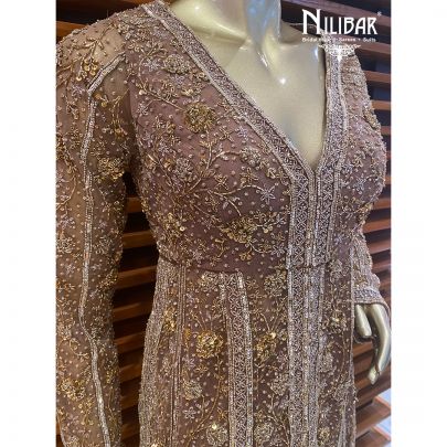 Peanut Satin and Net Garara Suit