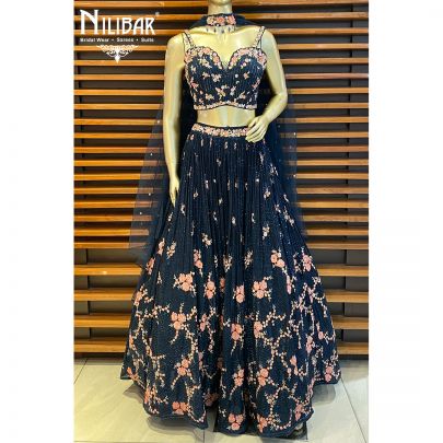 Midnight Blue Georgette Casual Lehenga
