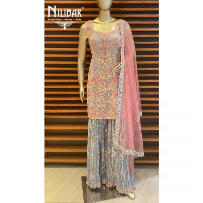Ice Blue Georgette Garara Suit