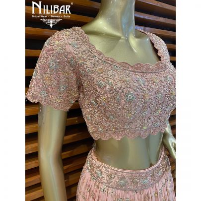 Baby Pink Georgette and Silk Casual Lehenga
