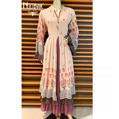 Crepe Pink and Wine Georgette Anarkali