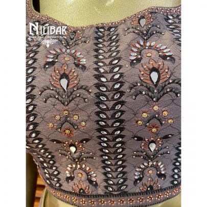 Grey and Green Silk Casual Lehenga