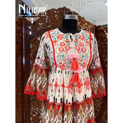 White and Red Cotton Dress