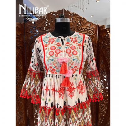 White and Red Cotton Dress