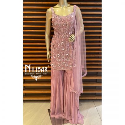 Mauve pink Georgette Garara Suit
