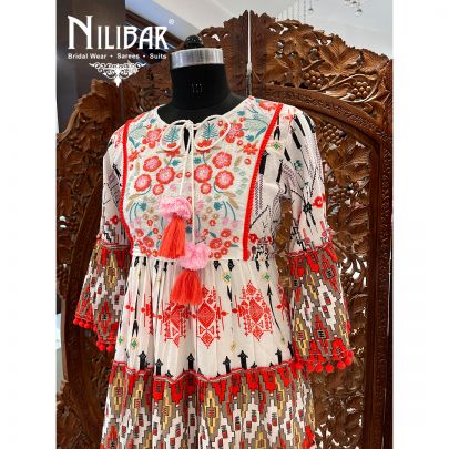 White and Red Cotton Dress
