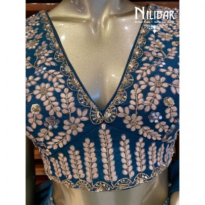 Teal Blue Organza Casual Lehenga