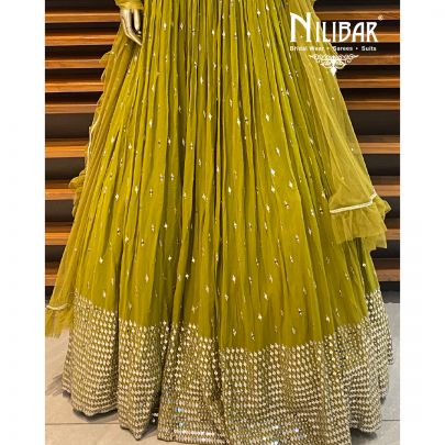 Olive Green Georgette Lehenga