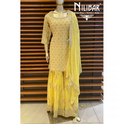 Crayola Yellow Chinon Garara Suit