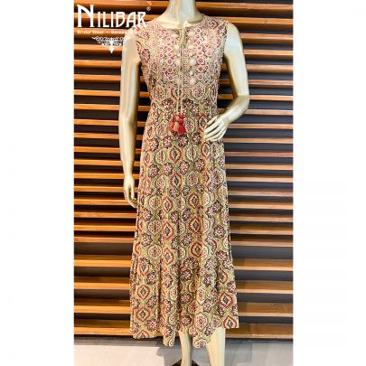 Olive Green Cotton Anarkali