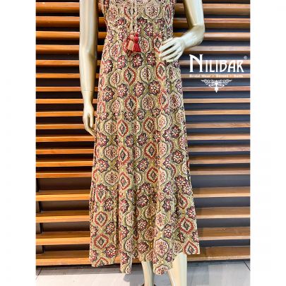 Olive Green Cotton Anarkali