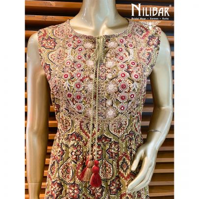 Olive Green Cotton Anarkali