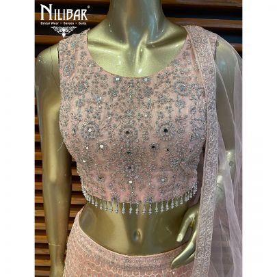 Baby Pink Net and Silk Lehenga