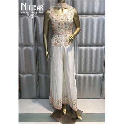 White Silk and Net Jumpsuit