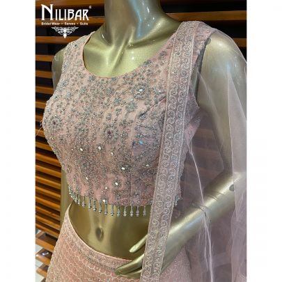 Baby Pink Net and Silk Lehenga