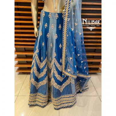 Blue Net and Silk Lehenga