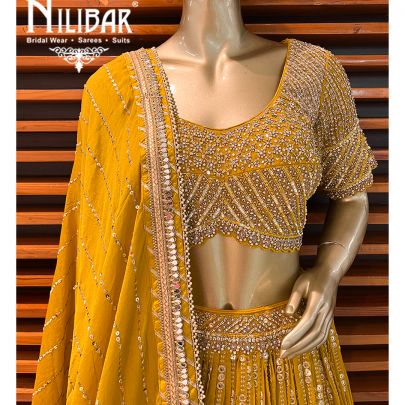 Mustard Yellow Georgette Lehenga