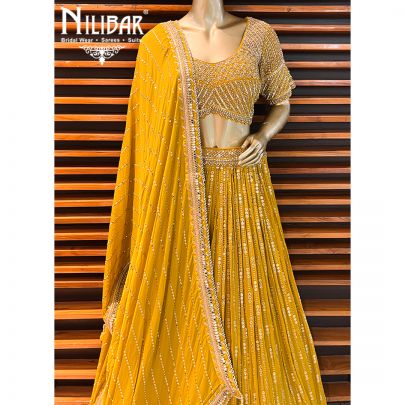 Mustard Yellow Georgette Lehenga