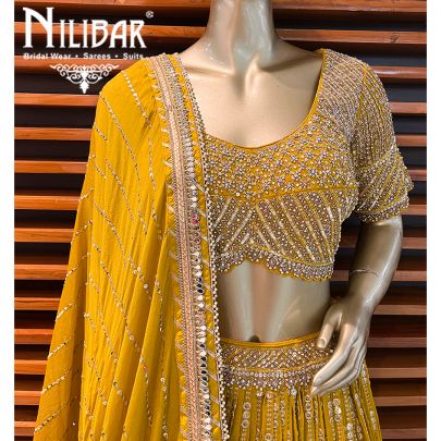 Mustard Yellow Georgette Lehenga