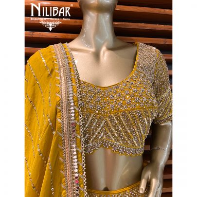 Mustard Yellow Georgette Lehenga