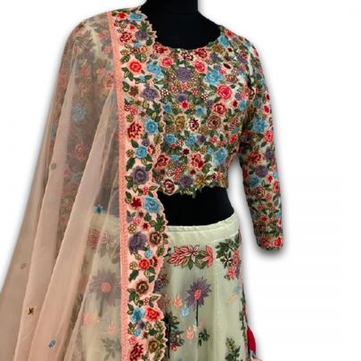 Pista Green Organza Lehenga
