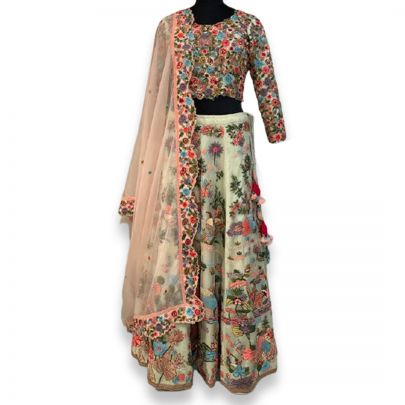Pista Green Organza Lehenga