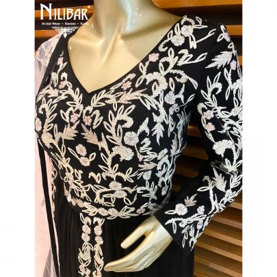 Black Georgette Peplum Suit