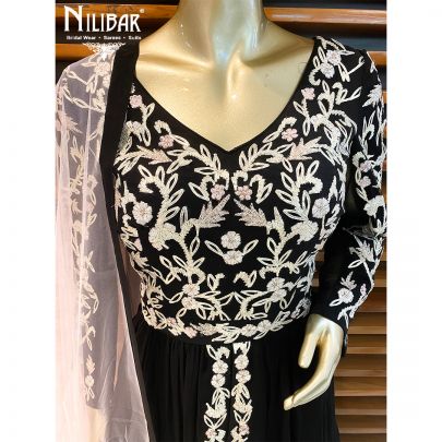 Black Georgette Peplum Suit