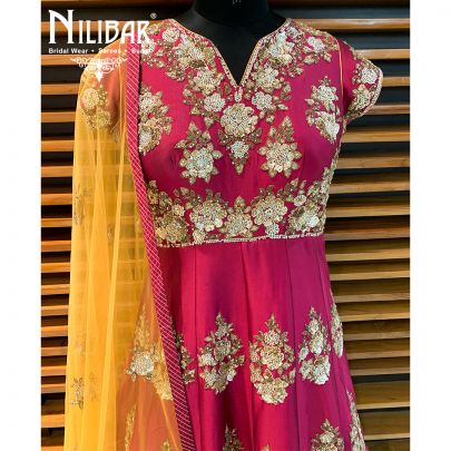Tyrian Purple Satin Anarkali Suit