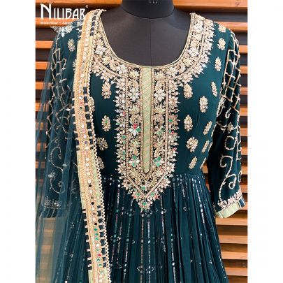 Bottle Green Georgette Anarkali Suit