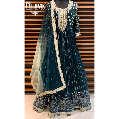 Bottle Green Georgette Anarkali Suit