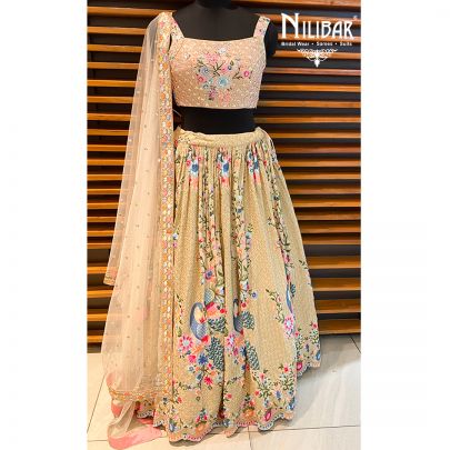 Ivory Georgette Lehenga