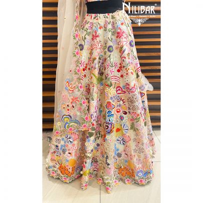 Cream Organza Bridal Lehenga