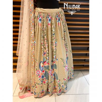 Ivory Georgette Lehenga