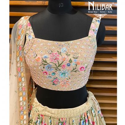 Ivory Georgette Lehenga