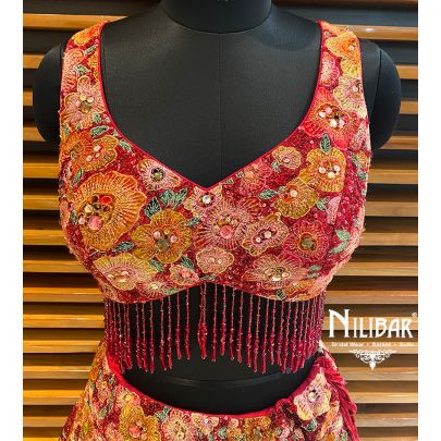 Red velvet Bridal Lehenga