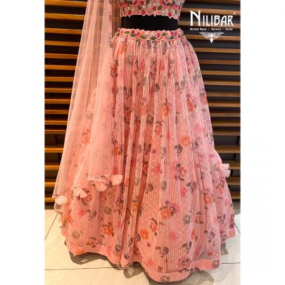 Watermelon Pink Net Lehenga