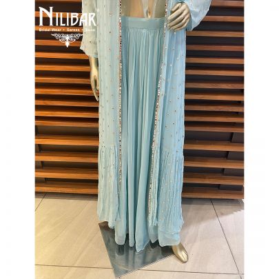 Alice Blue Georgette Jacket Style Suit