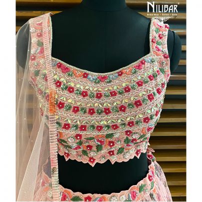 Watermelon Pink Net Lehenga